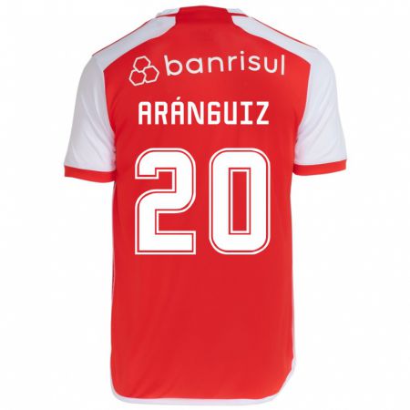 Kandiny Niño Camiseta Charles Aránguiz #20 Rojo Blanco 1ª Equipación 2024/25 La Camisa Chile