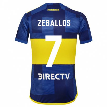 Kandiny Niño Camiseta Exequiel Zeballos #7 Azul Amarillo 1ª Equipación 2024/25 La Camisa Chile