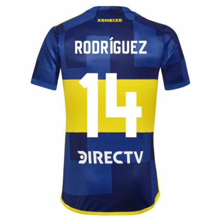 Kandiny Niño Camiseta Isaías Rodríguez #14 Azul Amarillo 1ª Equipación 2024/25 La Camisa Chile