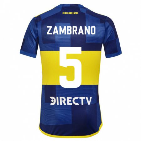 Kandiny Niño Camiseta Carlos Zambrano #5 Azul Amarillo 1ª Equipación 2024/25 La Camisa Chile