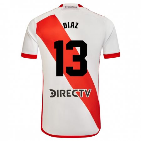 Kandiny Niño Camiseta Enzo Díaz #13 Blanco Rojo 1ª Equipación 2024/25 La Camisa Chile