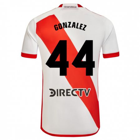 Kandiny Niño Camiseta Alexis González #44 Blanco Rojo 1ª Equipación 2024/25 La Camisa Chile