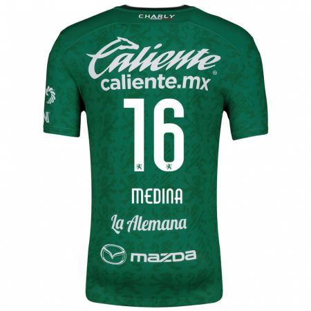 Kandiny Niño Camiseta Alan Medina #16 Verde Blanco 1ª Equipación 2024/25 La Camisa Chile