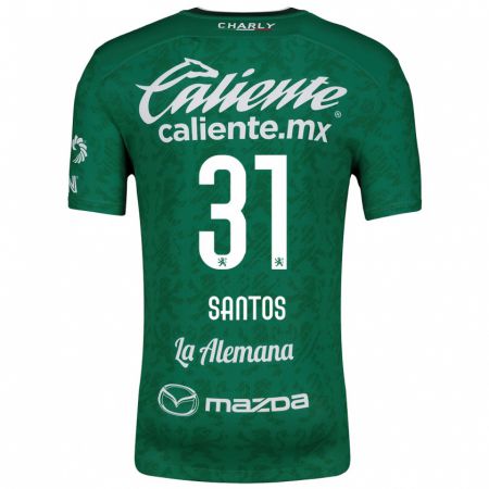 Kandiny Niño Camiseta Sebastián Santos #31 Verde Blanco 1ª Equipación 2024/25 La Camisa Chile