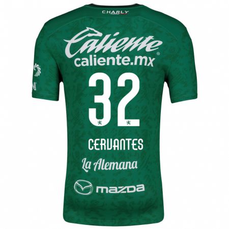 Kandiny Niño Camiseta Luis Cervantes #32 Verde Blanco 1ª Equipación 2024/25 La Camisa Chile