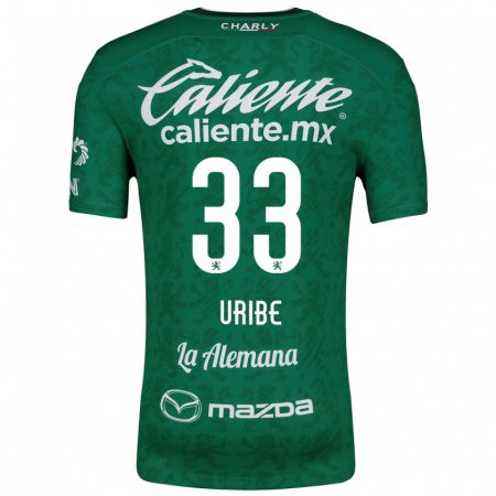 Kandiny Niño Camiseta Héctor Uribe #33 Verde Blanco 1ª Equipación 2024/25 La Camisa Chile