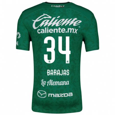 Kandiny Niño Camiseta Víctor Barajas #34 Verde Blanco 1ª Equipación 2024/25 La Camisa Chile