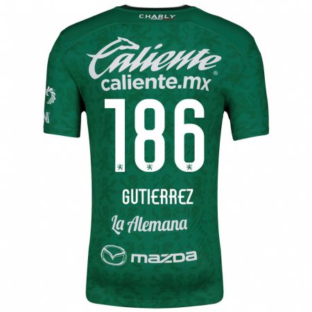 Kandiny Niño Camiseta Alan Gutiérrez #186 Verde Blanco 1ª Equipación 2024/25 La Camisa Chile