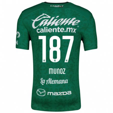 Kandiny Niño Camiseta Diego Muñoz #187 Verde Blanco 1ª Equipación 2024/25 La Camisa Chile