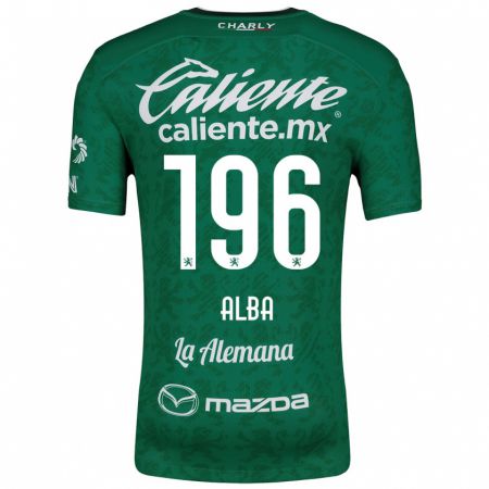 Kandiny Niño Camiseta Óscar Alba #196 Verde Blanco 1ª Equipación 2024/25 La Camisa Chile