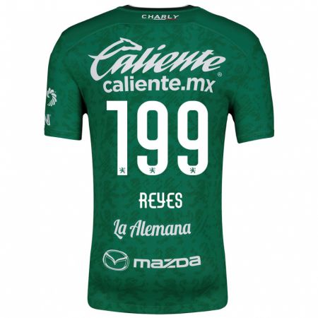 Kandiny Niño Camiseta Jonathan Reyes #199 Verde Blanco 1ª Equipación 2024/25 La Camisa Chile