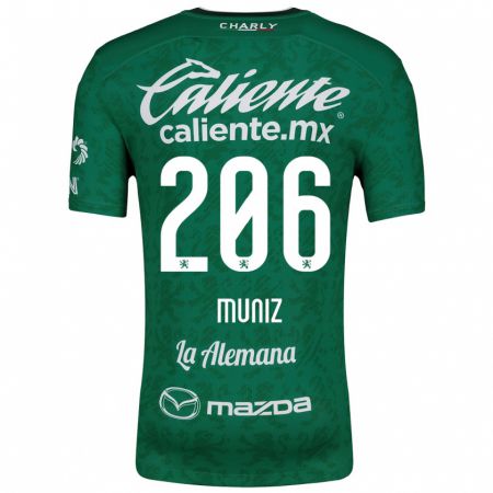 Kandiny Niño Camiseta Isaác Muñíz #206 Verde Blanco 1ª Equipación 2024/25 La Camisa Chile