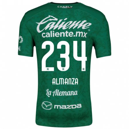 Kandiny Niño Camiseta Román Almanza #234 Verde Blanco 1ª Equipación 2024/25 La Camisa Chile