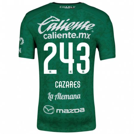 Kandiny Niño Camiseta Juan Cázares #243 Verde Blanco 1ª Equipación 2024/25 La Camisa Chile