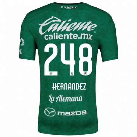 Kandiny Niño Camiseta Fernando Hernández #248 Verde Blanco 1ª Equipación 2024/25 La Camisa Chile