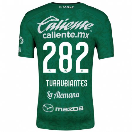 Kandiny Niño Camiseta Abdon Turrubiantes #282 Verde Blanco 1ª Equipación 2024/25 La Camisa Chile