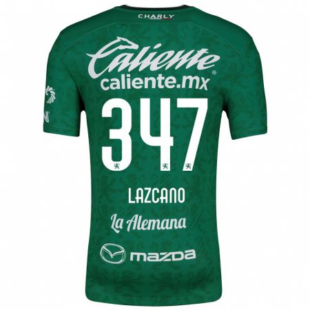 Kandiny Niño Camiseta Evan Lazcano #347 Verde Blanco 1ª Equipación 2024/25 La Camisa Chile