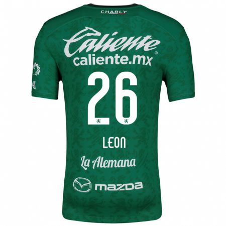 Kandiny Niño Camiseta Armando León #26 Verde Blanco 1ª Equipación 2024/25 La Camisa Chile