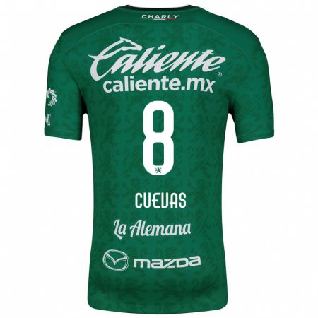 Kandiny Niño Camiseta Lucero Cuevas #8 Verde Blanco 1ª Equipación 2024/25 La Camisa Chile