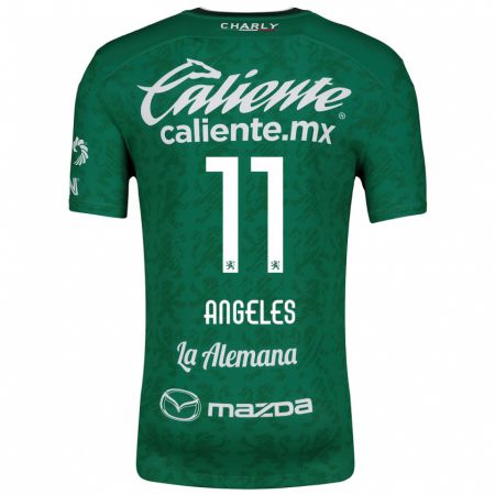 Kandiny Niño Camiseta Lizbeth Ángeles #11 Verde Blanco 1ª Equipación 2024/25 La Camisa Chile