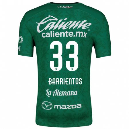 Kandiny Niño Camiseta Yashira Barrientos #33 Verde Blanco 1ª Equipación 2024/25 La Camisa Chile