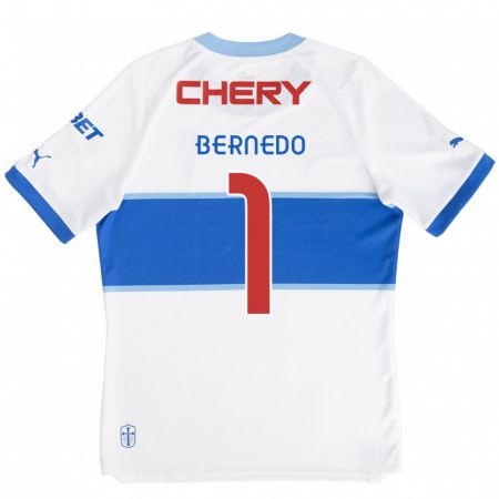 Kandiny Niño Camiseta Vicente Bernedo #1 Blanco Azul 1ª Equipación 2024/25 La Camisa Chile