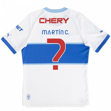 Kandiny Niño Camiseta Martín Contreras #0 Blanco Azul 1ª Equipación 2024/25 La Camisa Chile