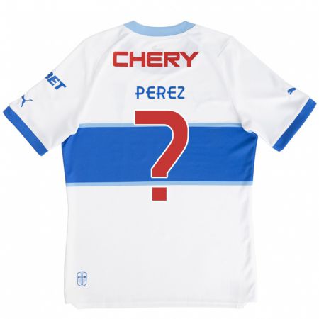 Kandiny Niño Camiseta Ignacio Pérez #0 Blanco Azul 1ª Equipación 2024/25 La Camisa Chile