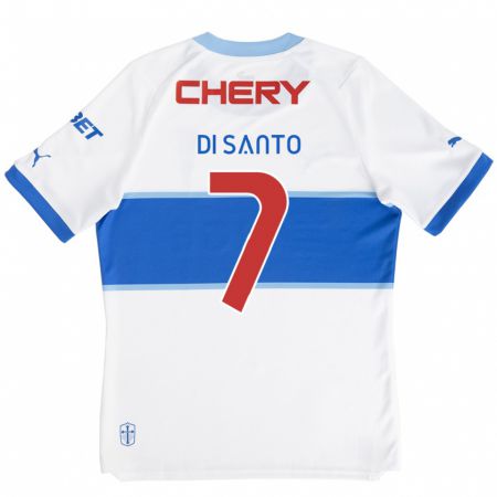 Kandiny Niño Camiseta Franco Di Santo #7 Blanco Azul 1ª Equipación 2024/25 La Camisa Chile