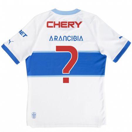 Kandiny Niño Camiseta Carlos Arancibia #0 Blanco Azul 1ª Equipación 2024/25 La Camisa Chile