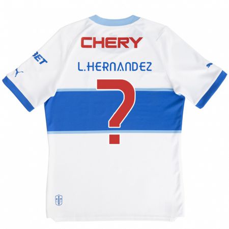 Kandiny Niño Camiseta Luis Felipe Hernández #0 Blanco Azul 1ª Equipación 2024/25 La Camisa Chile