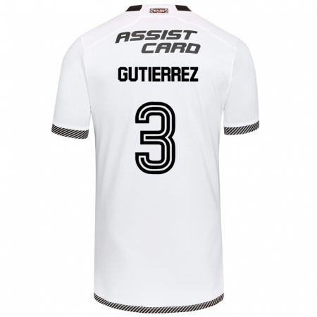 Kandiny Niño Camiseta Daniel Gutiérrez #3 Blanco Negro 1ª Equipación 2024/25 La Camisa Chile