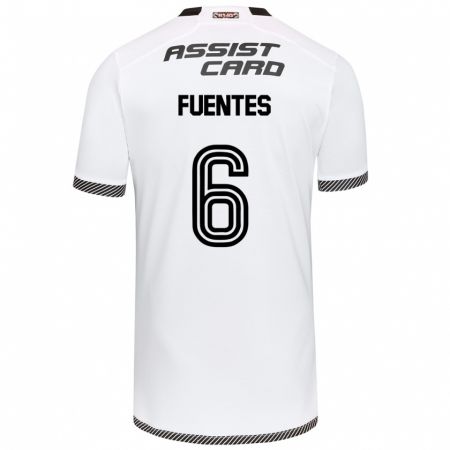 Kandiny Niño Camiseta César Fuentes #6 Blanco Negro 1ª Equipación 2024/25 La Camisa Chile