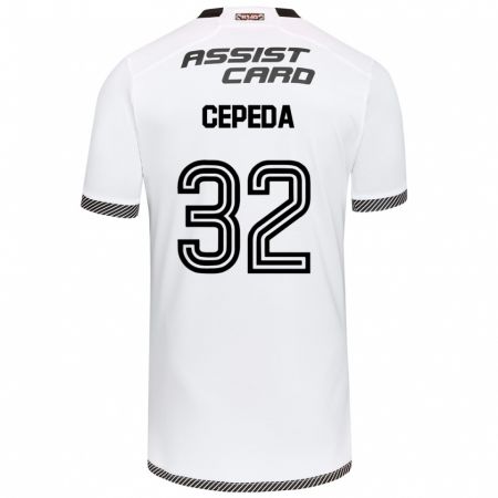 Kandiny Niño Camiseta Lucas Cepeda #32 Blanco Negro 1ª Equipación 2024/25 La Camisa Chile