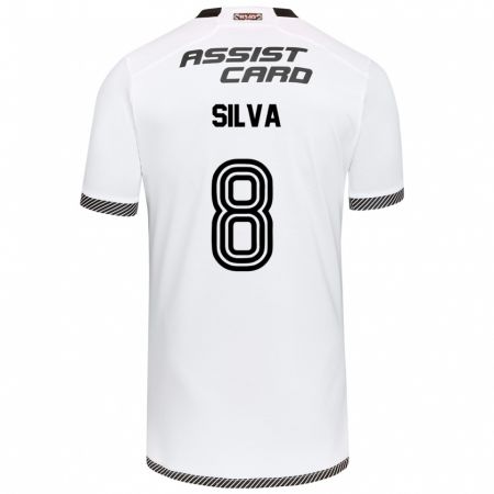 Kandiny Niño Camiseta Bastián Silva #8 Blanco Negro 1ª Equipación 2024/25 La Camisa Chile