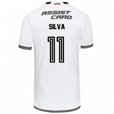 Kandiny Niño Camiseta Martín Silva #11 Blanco Negro 1ª Equipación 2024/25 La Camisa Chile