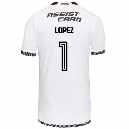 Kandiny Niño Camiseta Yessenia López #1 Blanco Negro 1ª Equipación 2024/25 La Camisa Chile