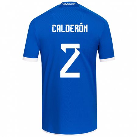 Kandiny Niño Camiseta Franco Calderón #2 Azul Blanco 1ª Equipación 2024/25 La Camisa Chile