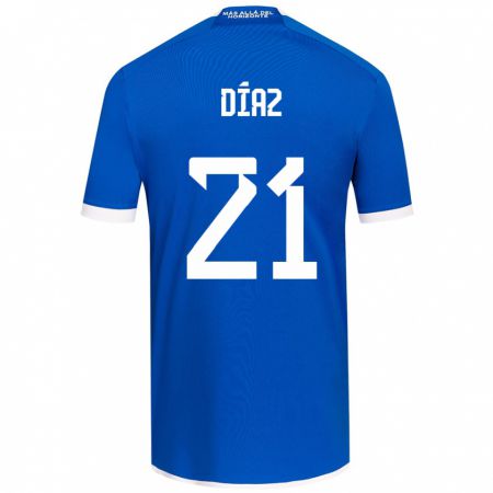 Kandiny Niño Camiseta Marcelo Díaz #21 Azul Blanco 1ª Equipación 2024/25 La Camisa Chile