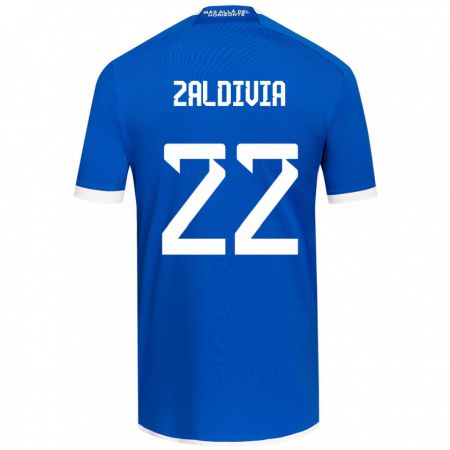 Kandiny Niño Camiseta Matías Zaldivia #22 Azul Blanco 1ª Equipación 2024/25 La Camisa Chile