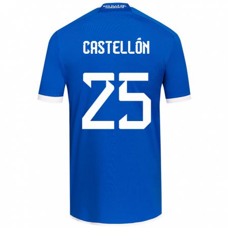 Kandiny Niño Camiseta Gabriel Castellón #25 Azul Blanco 1ª Equipación 2024/25 La Camisa Chile