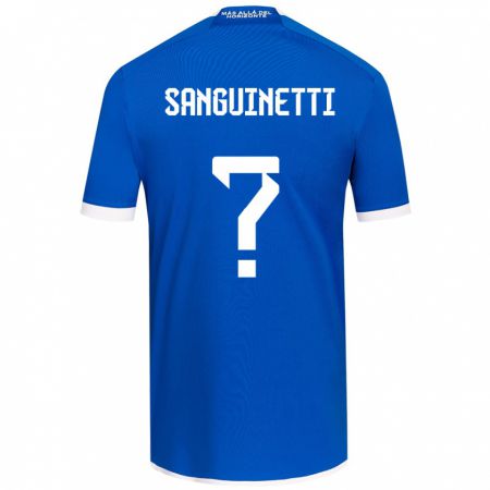 Kandiny Niño Camiseta Fernando Sanguinetti #0 Azul Blanco 1ª Equipación 2024/25 La Camisa Chile