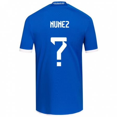 Kandiny Niño Camiseta Renato Nuñez #0 Azul Blanco 1ª Equipación 2024/25 La Camisa Chile