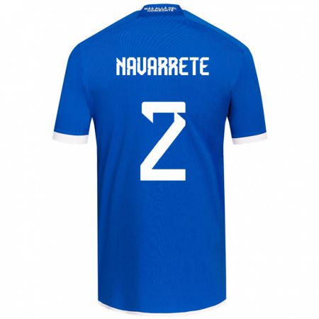 Kandiny Niño Camiseta Daniel Navarrete #2 Azul Blanco 1ª Equipación 2024/25 La Camisa Chile