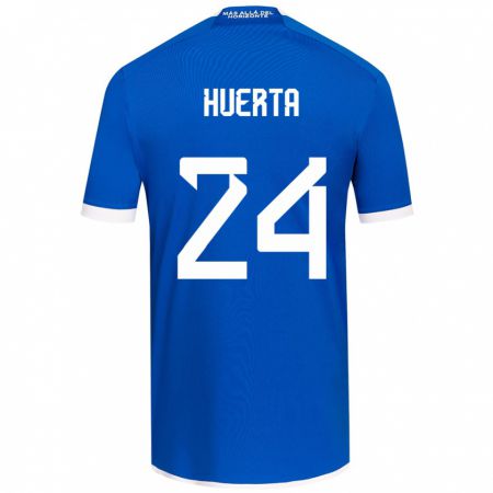 Kandiny Niño Camiseta Renato Huerta #24 Azul Blanco 1ª Equipación 2024/25 La Camisa Chile