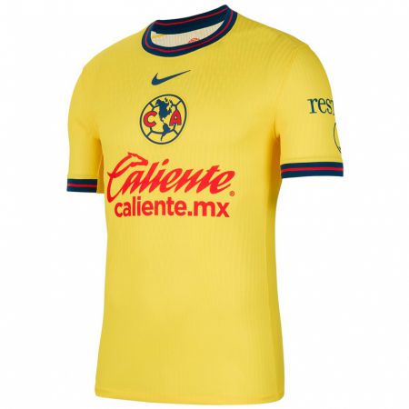 Kandiny Niño Camiseta Sebastián Cáceres #4 Amarillo Azul 1ª Equipación 2024/25 La Camisa Chile