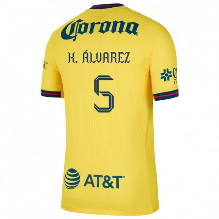 Kandiny Niño Camiseta Kevin Álvarez #5 Amarillo Azul 1ª Equipación 2024/25 La Camisa Chile