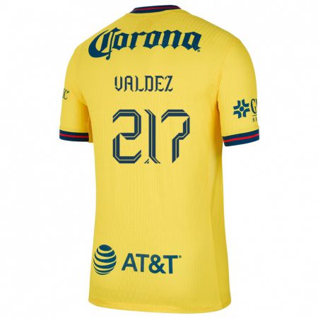 Kandiny Niño Camiseta Víctor Valdez #217 Amarillo Azul 1ª Equipación 2024/25 La Camisa Chile