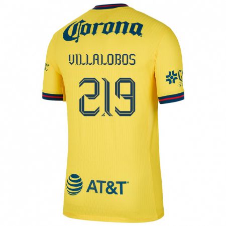 Kandiny Niño Camiseta Patricio Villalobos #219 Amarillo Azul 1ª Equipación 2024/25 La Camisa Chile