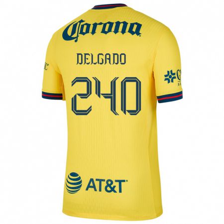 Kandiny Niño Camiseta Gael Delgado #240 Amarillo Azul 1ª Equipación 2024/25 La Camisa Chile